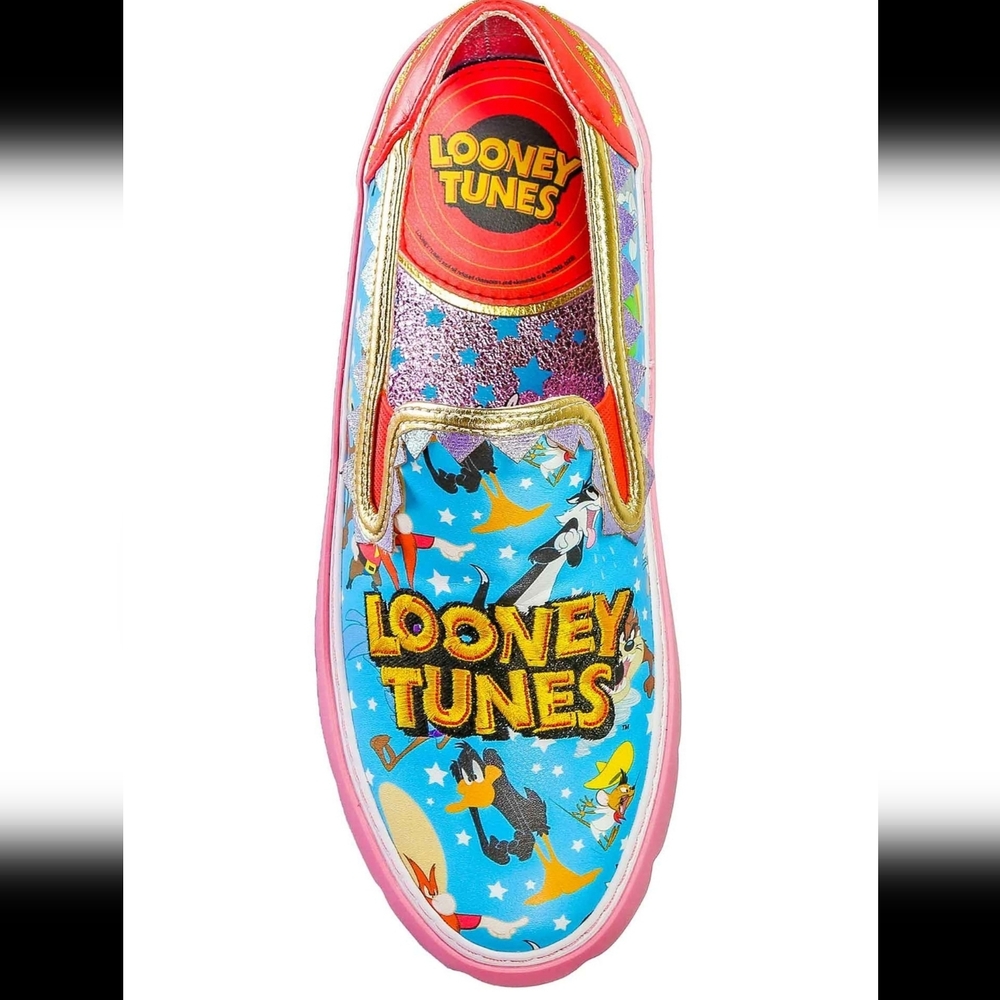 Irregular Choice® x Looney Tunes™ Looney Friends "Blue/Pink/Purple" Slip-Ons
